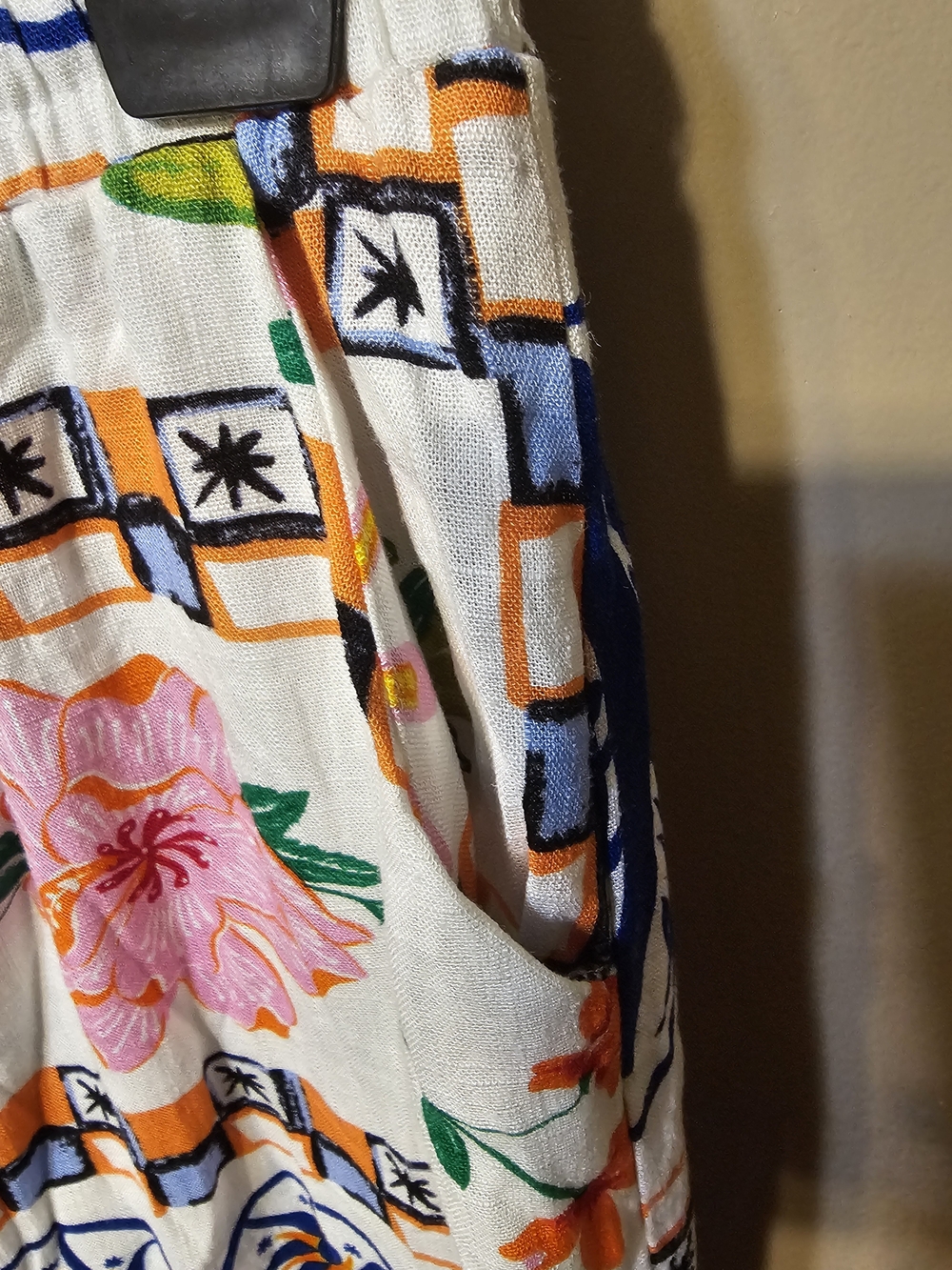 Printed Floral & Geometric Pants - White Multicolor - Picture 3 of 5